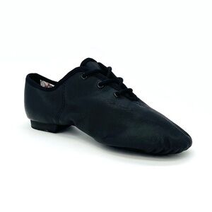 Sansha Black Leather Carou-Split Jazz Shoes Lace-up Kid’s Size E = 11.5 New NWT